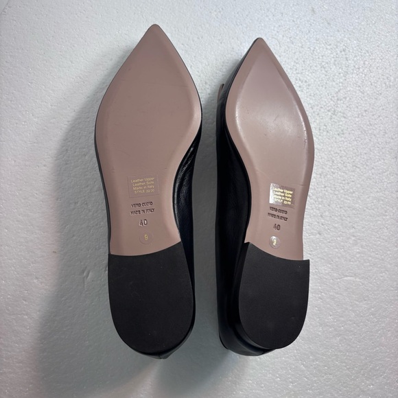 RAMONA Italy Leather Elegant Black Flats Pointed Toe Classy Women’s 40/US 9 - Picture 8 of 11